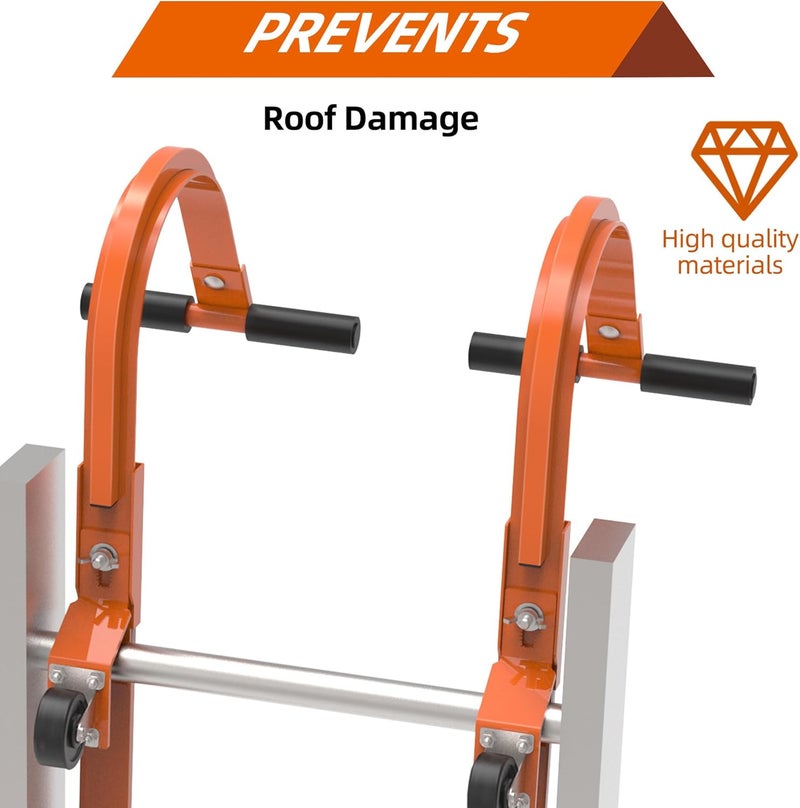 ZWanPing 2 Pack Ladder Roof Hook with Wheel Heavy Duty Steel Ladder Stabilizer, Roof Ridge Extension, Rubber Grip T-Bar for Damage Prevention, 500 lbs Weight Ratin, Fast & Easy to Access Steep Roofs(Patent) - Image 4